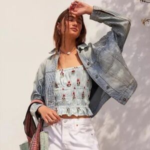 Free People We The Free Dolce Vita Tank Top in Blue Floral